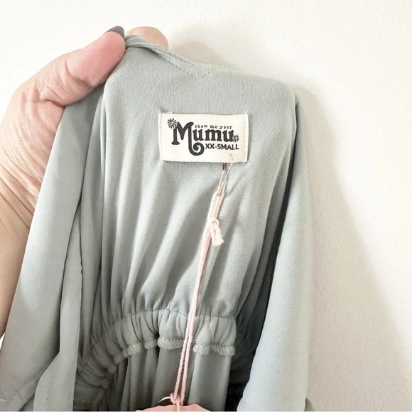 Show Me Your Mumu Kendall Maxi Dress in Silver Sage Crisp XXS NWT - Picture 9 of 13